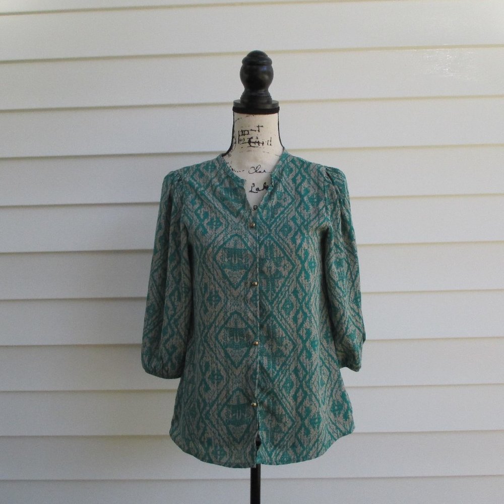 Pants Store Green and Tan Size Small Blouse